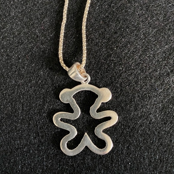 Sterling Silver Necklace with Teddy Bear Pendant - Picture 4 of 7